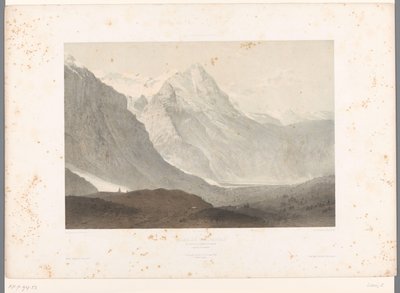 Utsikt över Grindelwalddalen Valley of Grindelwald (titel på objekt) Ansikten i Schweiz och Savoy (serietitel) La Suisse et la Savoie (serietitel på objekt) av Eugene Ciceri