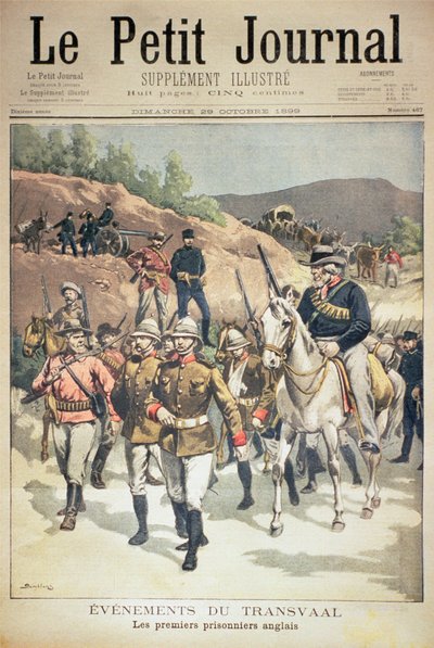Händelser i Transvaal: The First English Prisoners, framsidan av Le Petit Journal, 29 oktober 1899 av Eugene Damblans