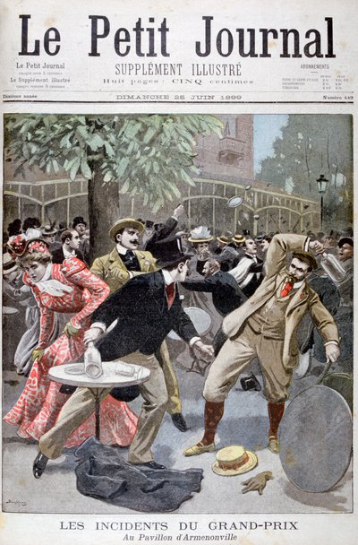 Incident vid Grand-Prix, Pavilion dArmenonville, Frankrike, 1899. av Eugene Damblans