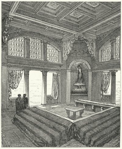 Triclinium, formell matsal i en romersk byggnad av Eugene Emmanuel after Viollet le Duc