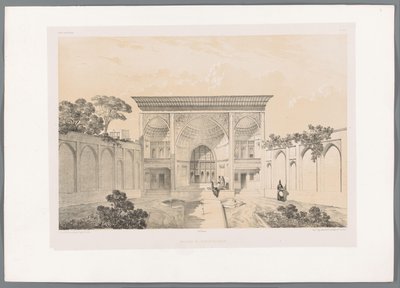 Gården till Hussein Khan-huset i Tabriz Maison de Hussein-Khân Tabriz (titel på objekt) Persiska landskap (serietitel) Perse modern (serietitel) av Eugene Flandin