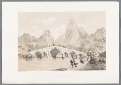 Bron Pol-e Dokhtar Pont du Kizil-Hauzen (titel på objekt) Persiska landskap (serietitel) Perse modern (serietitel) av Eugene Flandin
