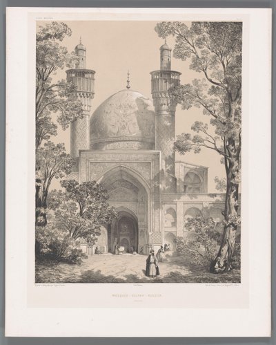 Chahar Bagh-skolan i Isfahan Moské-Sultan-Hussein Ispahan (titel på objekt) Persiska landskap (serietitel) Perse modern (serietitel) av Eugene Flandin