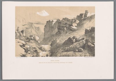 Ganjnameh op de berg Alvand i Iran Mounts Elvend Gorge där finns kilskriftstavlor nära Hamadan (titel på objektet) av Eugene Flandin