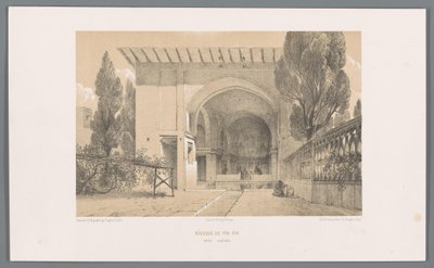 Kiosk van Fin Garden i Kashan Fin-Fins kiosk nära Kachan (titel på objekt) av Eugene Flandin