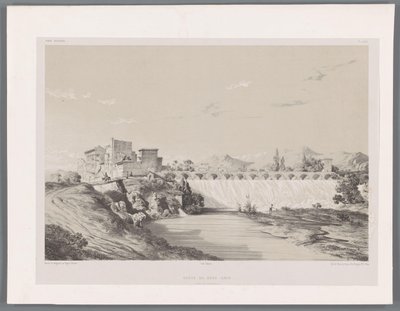 Vattenfall av Band Amir på slätten i Persepolis Chûte du Bend-Amir plaine de Persépolis (titel på objektet) Persiska landskap (serietitel) Perse modern (serietitel) av Eugene Flandin