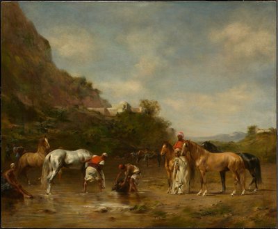 Araber som vattnar sina hästar av Eugène Fromentin
