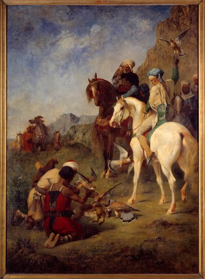 Falkjakt i Algeriet: botemedlet. Målning av Eugene Fromentin (1820-1876) av Eugène Fromentin