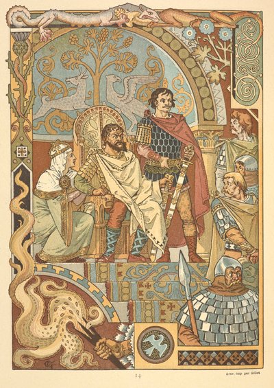 En kung på tronen, i domstol. av Eugene Grasset