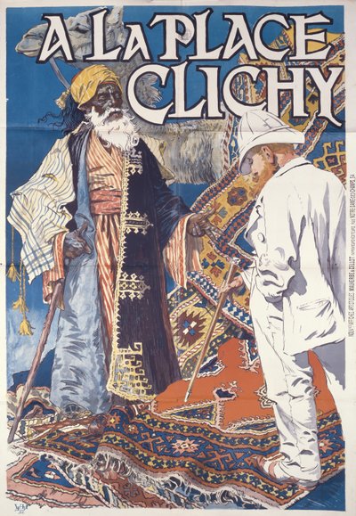 A la Place Clichy, c.1891 (färglitografi på papper) av Eugene Grasset