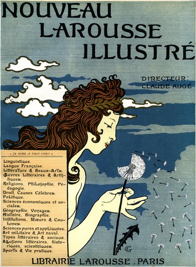 Första sidan av Nouveau Larousse illustrious (ordbok i sju volymer publicerad mellan 1897 och 1904 (gravyr) av Eugene Grasset