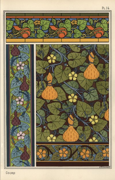 Kalebass i tapeter, målat glas och tygmönster av Eugene Grasset