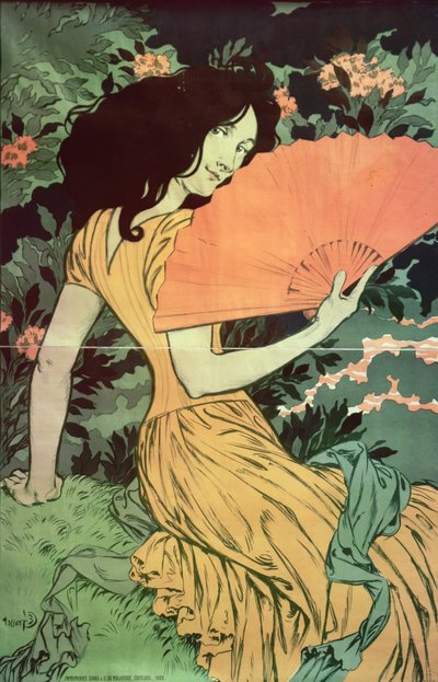 Kvinna med fläkt, 1900 av Eugene Grasset