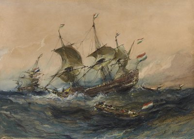 Holländska skepp i storm av Eugene Isabey
