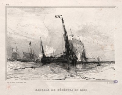 Fiskebåtar vid ankar, 1836. av Eugene Isabey