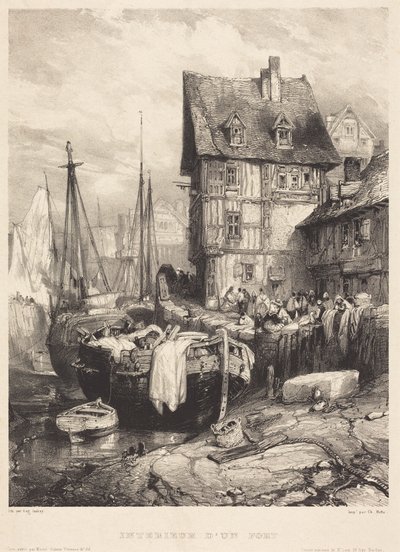 Interiör från en hamn av Eugene Isabey