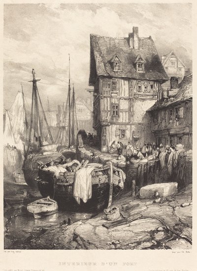 Interiör av en hamn av Eugene Isabey