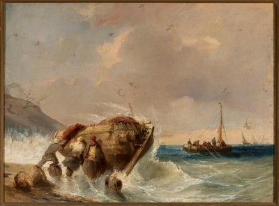 Ett fiskebåt vid havskusten av Eugene Isabey