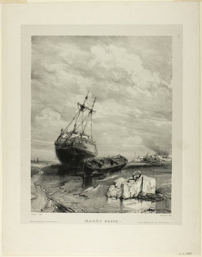 Low Tide, tallrik sex från Six Marines av Eugene Isabey