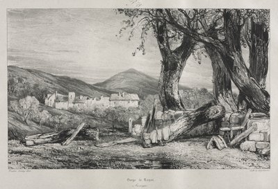 Pittoreska och romantiska resor i gamla Frankrike: Auvergne (vol. II), Gorge of Royat, tavla 79 av Eugene Isabey