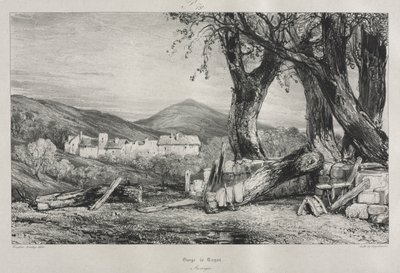 Pittoreska och romantiska resor i gamla Frankrike: Auvergne vol. II, Gorge of Royat, skylt 79, 1830 av Eugene Isabey