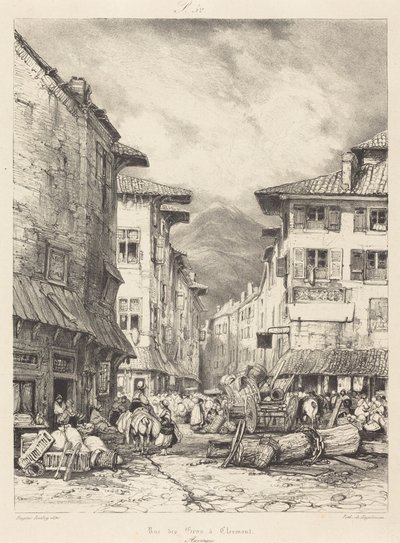 Rue des Gras i Clermont av Eugene Isabey