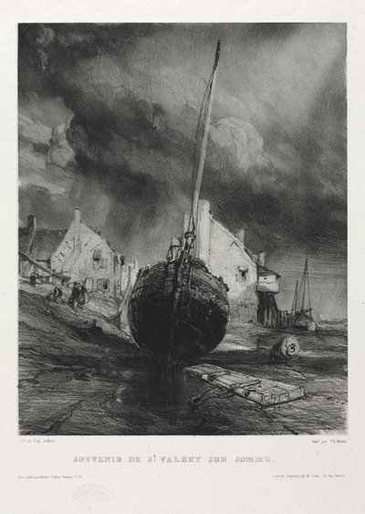 Sex marinsoldater: Souvenir Saint Valéry-sur-Somme, 1833. av Eugene Isabey