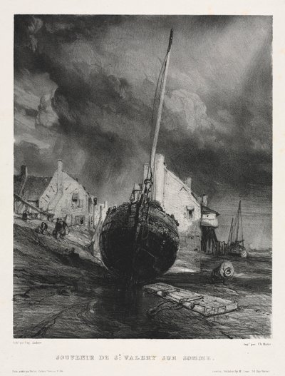 Sex marinsoldater: Souvenir från Saint Valéry sur Somme, 1833. av Eugene Isabey