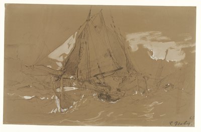 Fiskebåt i en storm av Eugene Isabey