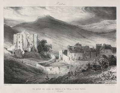 Pittoreska och romantiska resor i det antika Frankrike, Auvergne: Ruinerna av slottet och byn Saint Nectaire av Eugene Isabey