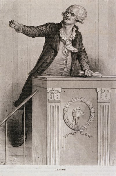 Porträtt av Georges Jacques Danton (1759-94) (gravyr) av Eugene Joseph Viollat