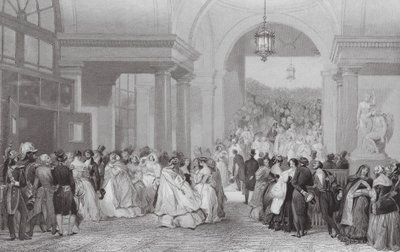 Lämnar operan (gravyr) av Eugene-Louis (after) Lami