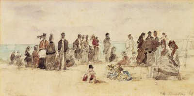 Beach Scene, 1864 (penna & bläck & wc på papper) av Eugene Louis Boudin