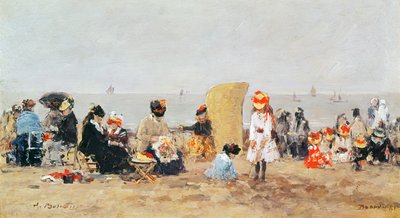Strandscen, Trouville, 1881 av Eugene Louis Boudin