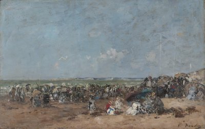 Strandscen i Trouville, ca 1870-74 av Eugene Louis Boudin