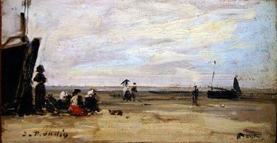 Strandscen (olja ombord) av Eugene Louis Boudin