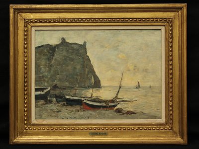 Båtar vid Etretat, ca 1860 av Eugene Louis Boudin