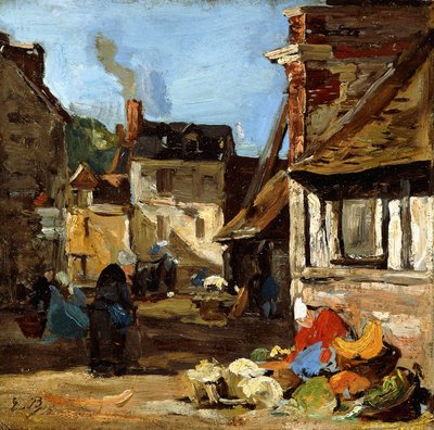 Honfleur, Saint-Catherine marknadsplats, 1867-1870 av Eugene Louis Boudin