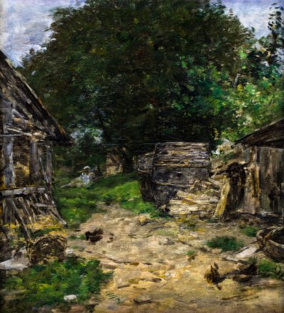 Landskap. Interiör av en bondgård av Eugene Louis Boudin