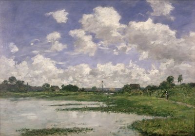 Landskap, floden Touques, 1891 av Eugene Louis Boudin
