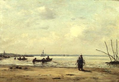 Lågvatten nära Honfleur, ca 1864-66 (olja på panel) av Eugene Louis Boudin