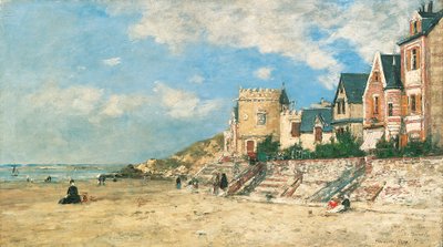 Malakoff Tower och stranden vid Trouville; Malakoff-tornet och stranden i Trouville, 1877 av Eugene Louis Boudin