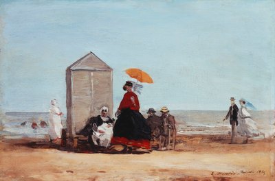 På stranden i Trouville; På stranden i Trouville, 1865 av Eugene Louis Boudin