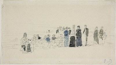 Underkjolar på stranden (recto); Bretonska kvinnor på stranden (verso) av Eugene Louis Boudin