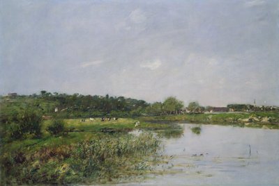 Riverside vid La Touques, 1890 av Eugene Louis Boudin