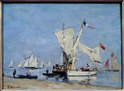 Segelbåtsmålning av Eugene Louis Boudin (1824-1898) 1869 Sön. 0,24x0,33 m Paris, musee d