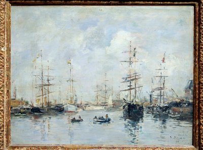 Segelbåtar vid hamnen, Deauville 1896 Målning av Eugene Louis Boudin (1824-1898) 1896 Sön. 0,26 X 0,35 m Lyon, musee des Beaux Arts av Eugene Louis Boudin