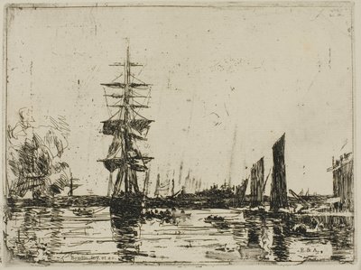 Havslandskap med båtar av Eugene Louis Boudin