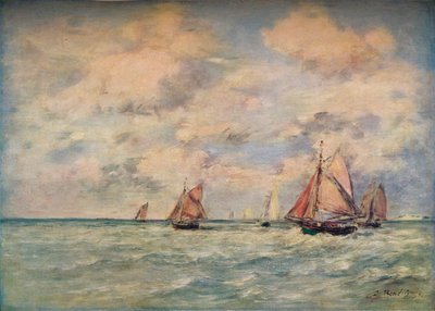 Utgång från båtarna vid Trouville, 1800-talet av Eugene Louis Boudin