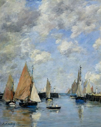 Kajen vid högvatten, Trouville av Eugene Louis Boudin